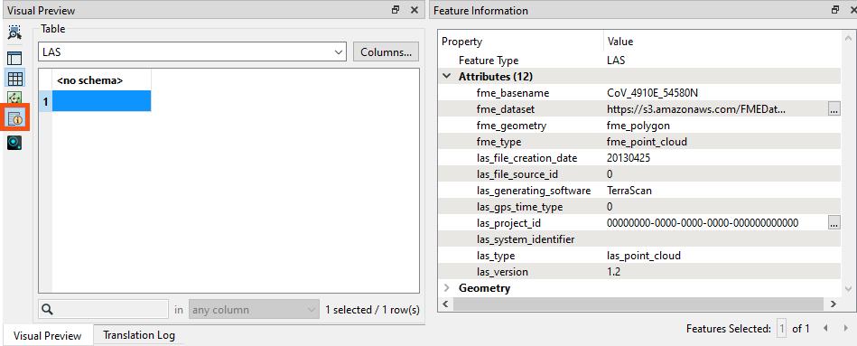 Toggling the Feature Information Window on